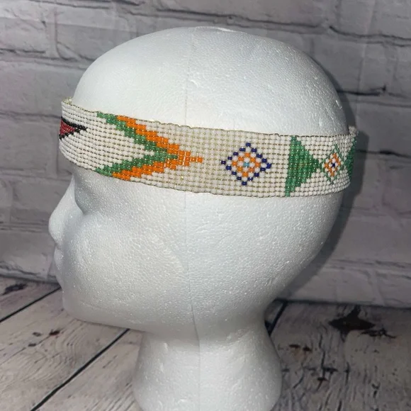*SOLD on EBAY NATIVE AMERICAN BEADED HEAD BAND, CHOKER,  HAT BAND,18”x1” phoenix - Picture 4 of 7